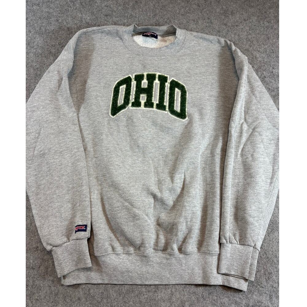 VINTAGE Ohio Sweatshirt Mens Gray Spellout Crewneck Jansport University 90s XL